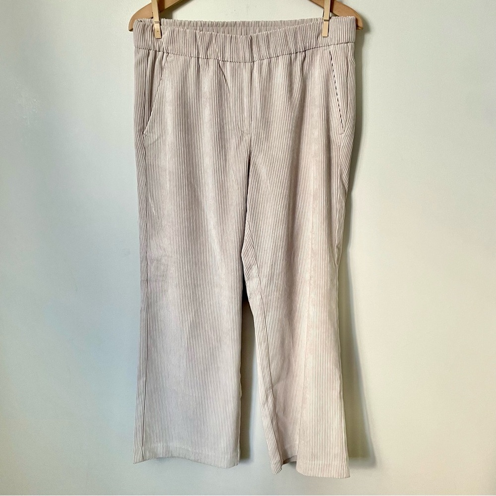 MAC Jeans Collection Chiara Wide Leg Pull On Corduroy Pants Sand Beige Size 36 - Picture 7 of 12